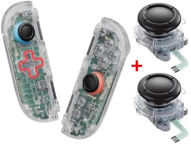 Main image of Deluxe Version Replacement D-Pad Shell Buttons for + 3D Joystick for Nintendo Switch 2 JoyCon - Clear @