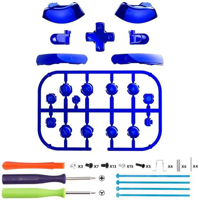 Alt view image 2 of 7 - DIY Replacement Full Set Buttons for Joycon 2, Custom ABXY Direction Keys Dpad + - C Home Capture Release L R ZR ZL Trigger Buttons for Nintendo Switch 2 Controller - Chrome Blue @