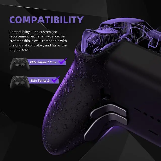 Alt view image 3 of 7 - Replacement Bottom Shell Case for Xbox Elite Series 2 Controller, Textured Black Non-Slip Back Housing Shell, 3D Splashing Cover for Xbox Elite Series 2 Core Wireless Controller Model 1797 @