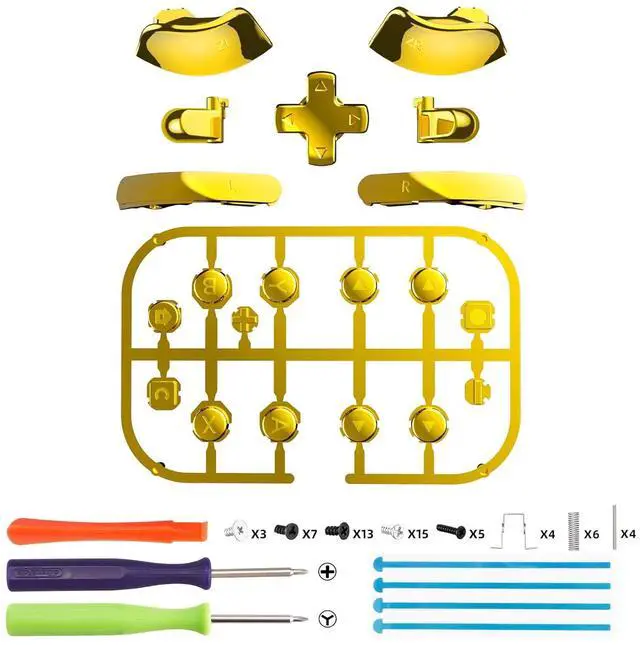 Alt view image 2 of 7 - DIY Replacement Full Set Buttons for Joycon 2, Custom ABXY Direction Keys Dpad + - C Home Capture Release L R ZR ZL Trigger Buttons for Nintendo Switch 2 Controller - Chrome Gold @