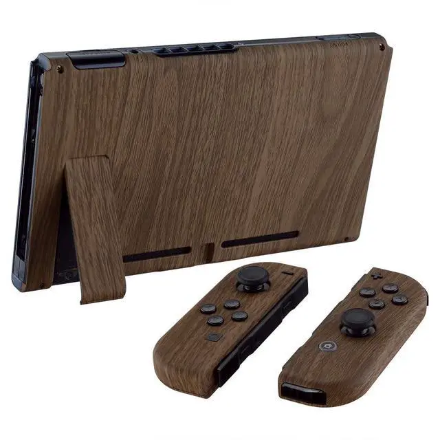 Alt view image 7 of 7 - Colorful Border Screen Protector + Wood Grain DIY Replacement Full Set Shell for Nintendo Switch @