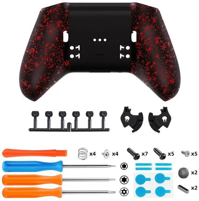 Alt view image 2 of 7 - Replacement Bottom Shell Case for Xbox Elite Series 2 Controller, Textured Red Non-Slip Back Housing Shell, 3D Splashing Cover for Xbox Elite Series 2 Core Wireless Controller Model 1797 @