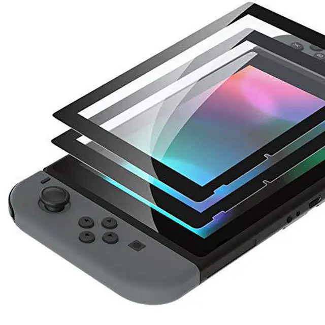Alt view image 4 of 7 - Colorful Border Screen Protector + Black DIY Replacement Full Set Shell for Nintendo Switch @