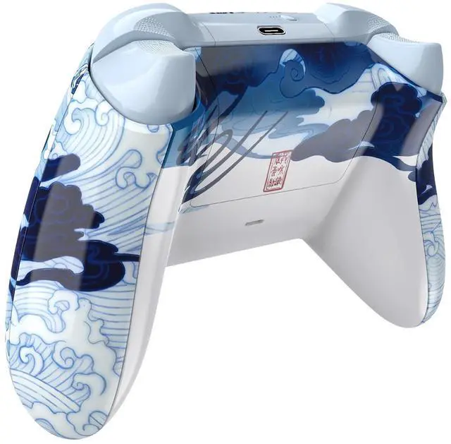 Alt view image 6 of 7 - Full Set Shell Buttons for Xbox Series X/S Controller, Porcelain Dragon Custom Replacement Side Rails Grips Front Back Plate Cover for Xbox Core Wireless Controller @