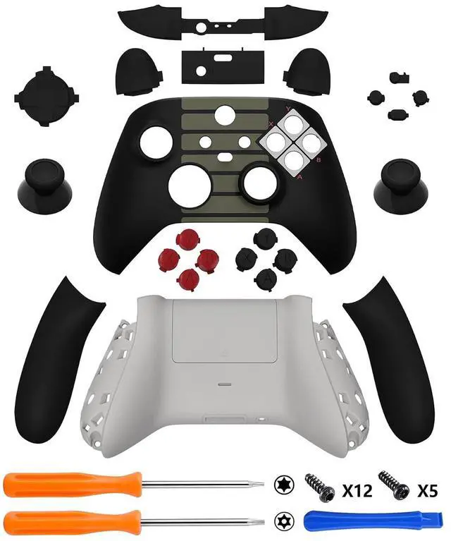 Alt view image 3 of 7 - Full Set Shell Buttons for Xbox Series X & S Controller, Classics NES Style Replacement Side Rails Grips Front Back Plate Cover for Xbox Core Wireless Controller @