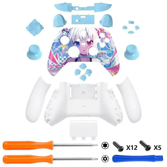 Alt view image 3 of 7 - Full Set Shell Buttons for Xbox Series X & S Controller, MeWoow Custom Replacement Side Rails Grips Front Back Plate Cover for Xbox Core Wireless Controller - No Console @