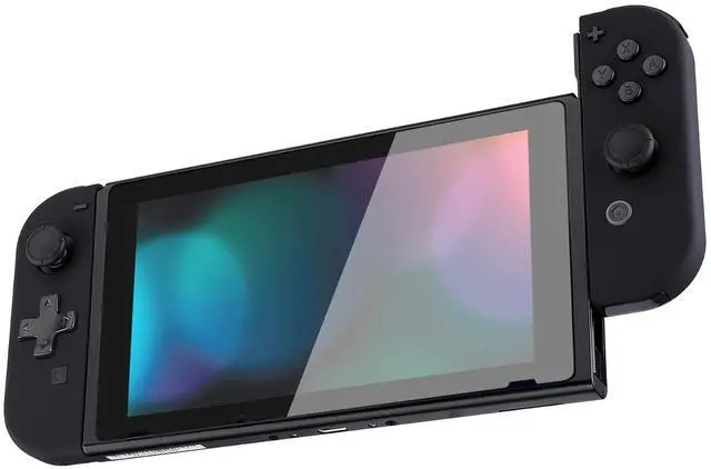 Main image of Black Dpad Version Joycon Handheld Controller Housing Buttons, Custom Replacment Shell Case with Colorful Border Tempered Glass Screen Protector for Nintendo Switch Joy-Con @