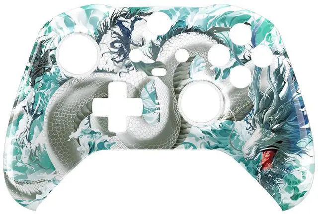 Alt view image 3 of 7 - Jade Dragon-Cloud Dominator Replacement Faceplate for Xbox One Elite Controller Series 2 (Model 1797), Soft Touch Front Housing Shell & Accent Rings for Xbox Elite Series 2 Core Controller @