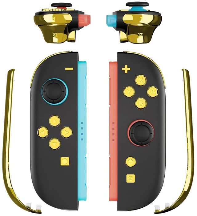 Alt view image 4 of 7 - Replacement Full Set Buttons + Decorative Strips for Nintendo Switch 2 Controller - Chrome Gold @