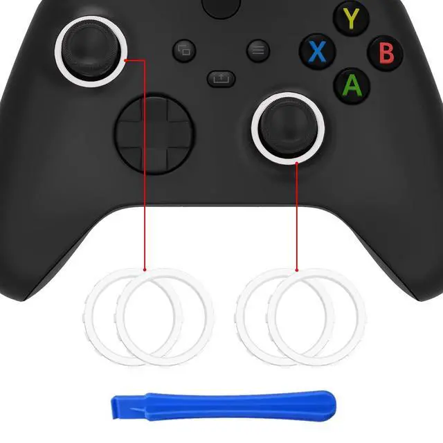 Alt view image 4 of 7 - White Custom Accent Rings + Replacement Buttons for Xbox Elite Wireless Controller Series 2 & Elite Series 2 Core Controller - Controller NOT Included @