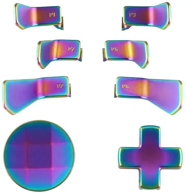 Main image of Metalic Metalic Rainbow Aura Blue Purple Magnetic Stainless Steel D-Pads + 6 in 1 Replacement Interchangeable Back Paddles for Xbox One Elite & Elite Series 2 Controller @