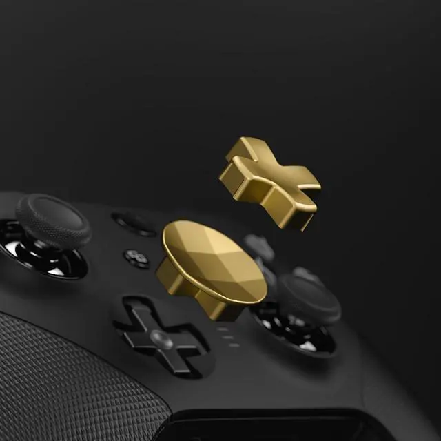 Alt view image 2 of 7 - 2Pcs Metalic Hero Gold Magnetic Stainless Steel D-Pads, for Xbox Elite 1/2 Controller, Replacement Parts Directional Pad Button Kits for Xbox One Elite & Xbox One Elite Series 2 Controller @
