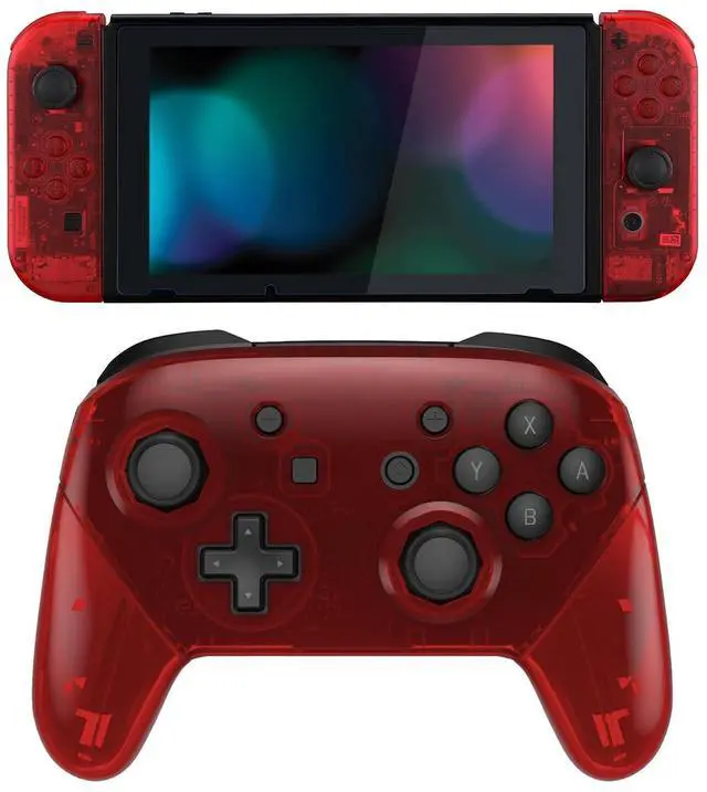 Main image of Clear Red Custom Shell for Nintendo Switch, Octagonal Gated Sticks Design Replacement Full Set Shell for Nintendo Switch Pro Controller - Console Controller NOT Included @