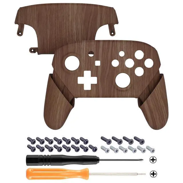 Alt view image 2 of 7 - Wood Grain Faceplate Backplate Handles for Nintendo Switch Pro Controller, Soft Touch Grip Replacement Housing Shell Cover Buttons for Nintendo Switch Pro - Controller NOT Included @