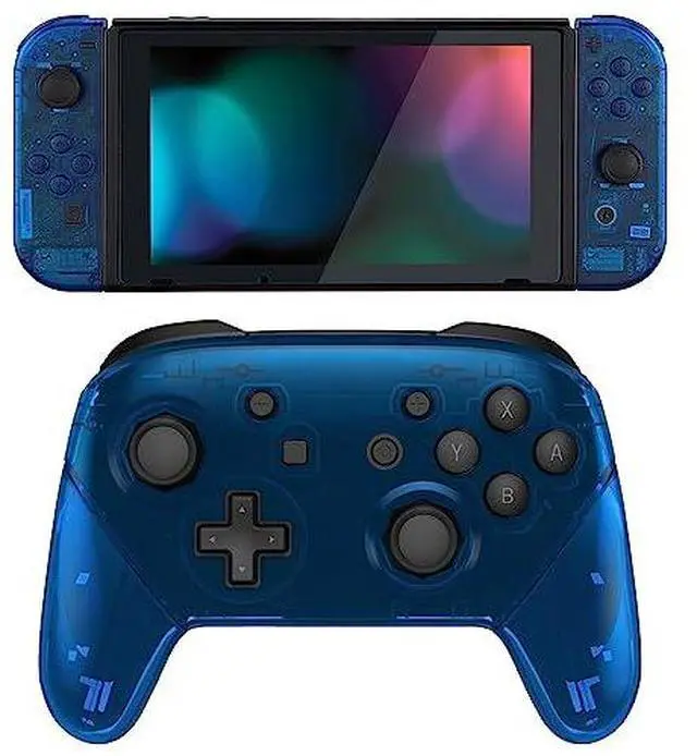 Main image of Clear Blue Custom Shell for Nintendo Switch, Octagonal Gated Sticks Design Replacement Full Set Shell for Nintendo Switch Pro Controller - Console Controller NOT Included @