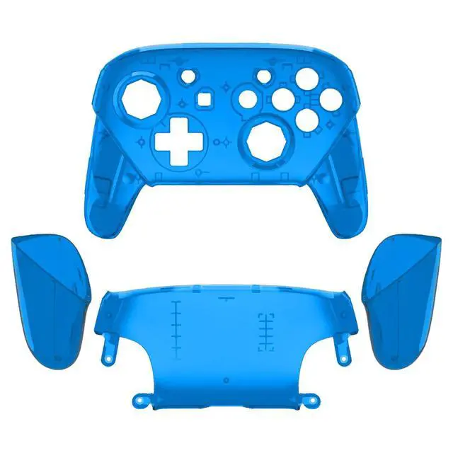 Alt view image 2 of 7 - Clear Blue Octagonal Gated Sticks Faceplate Backplate Handles, DIY Replacement Grip Housing Shell Cover for Nintendo Switch Pro Controller - Controller NOT Included @