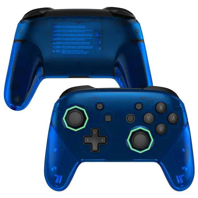Alt view image 4 of 7 - Clear Blue Octagonal Gated Sticks Faceplate Backplate Handles, DIY Replacement Grip Housing Shell Cover for Nintendo Switch Pro Controller - Controller NOT Included @