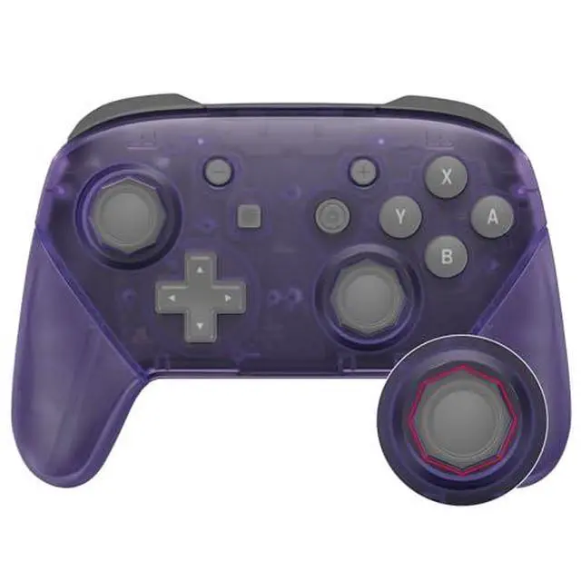 Alt view image 2 of 7 - Clear Atomic Purple Custom Shell for Nintendo Switch, Octagonal Gated Sticks Design Replacement Full Set Shell for Nintendo Switch Pro Controller - Console Controller NOT Included @