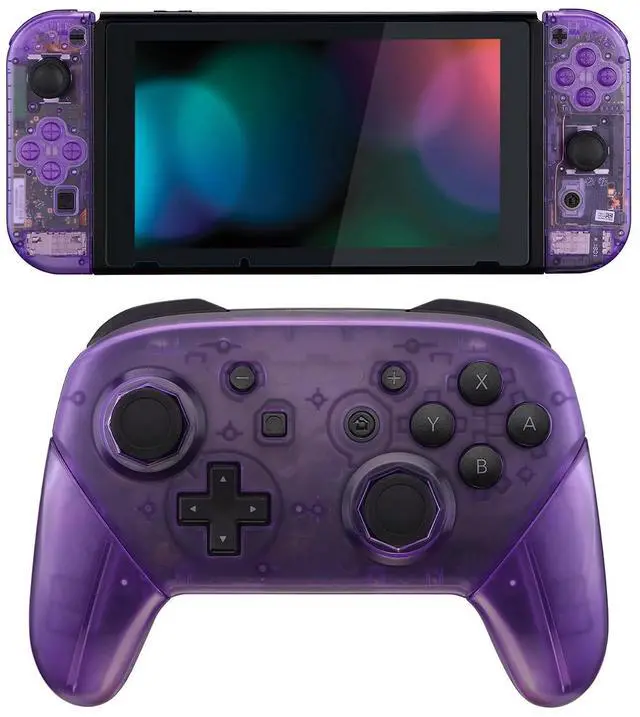 Main image of Clear Atomic Purple Custom Shell for Nintendo Switch, Octagonal Gated Sticks Design Replacement Full Set Shell for Nintendo Switch Pro Controller - Console Controller NOT Included @