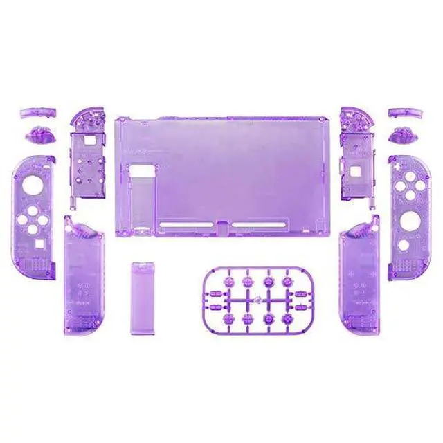 Alt view image 5 of 7 - Clear Atomic Purple Custom Shell for Nintendo Switch, Octagonal Gated Sticks Design Replacement Full Set Shell for Nintendo Switch Pro Controller - Console Controller NOT Included @