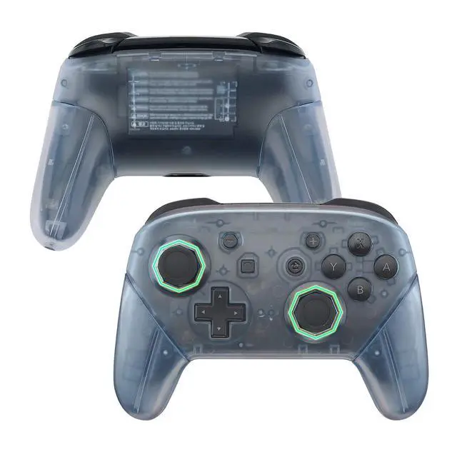 Alt view image 4 of 7 - Clear Glacier Blue Custom Shell for Nintendo Switch, Octagonal Gated Sticks Design Replacement Full Set Shell for Nintendo Switch Pro Controller - Console Controller NOT Included @