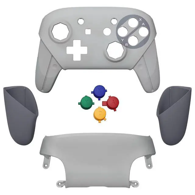 Alt view image 2 of 7 - SFC SNES Classic EU Style Faceplate Backplate Handles Cover, Octagonal Gated Sticks Design DIY Replacement Grip Housing Shell for Nintendo Switch Pro Controller - Controller NOT Included @
