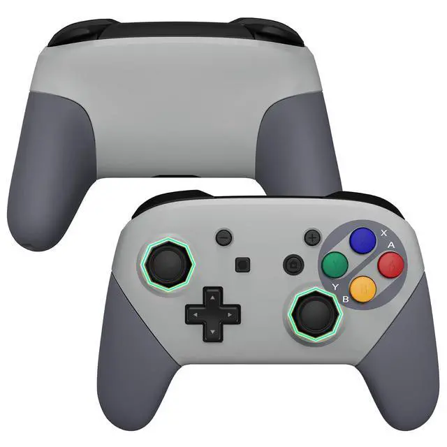Alt view image 4 of 7 - SFC SNES Classic EU Style Custom Shell for Nintendo Switch, Octagonal Gated Sticks Design Replacement Full Set Shell for Nintendo Switch Pro Controller - Console Controller NOT Included @