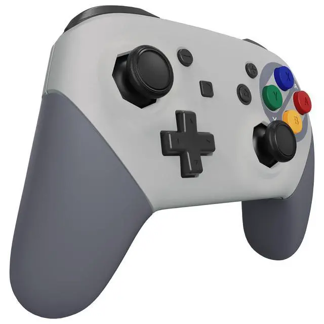 Alt view image 7 of 7 - SFC SNES Classic EU Style Faceplate Backplate Handles Cover, Octagonal Gated Sticks Design DIY Replacement Grip Housing Shell for Nintendo Switch Pro Controller - Controller NOT Included @