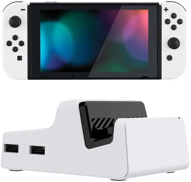 Main image of AiryDocky White Replacement Dock Shell + Full Set Shell for Nintendo Switch - Console Controller Dock NOT Included @