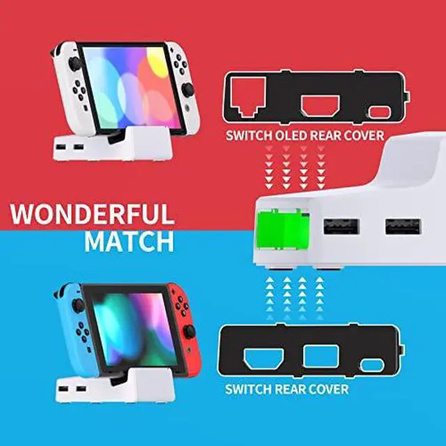 Alt view image 4 of 7 - AiryDocky White Replacement Dock Shell + Full Set Shell for Nintendo Switch - Console Controller Dock NOT Included @