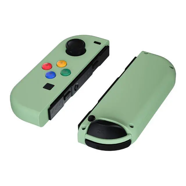 Alt view image 7 of 7 - Soft Touch Joycon Handheld Controller Housing with Colorful Buttons, Custom Replacment Shell Case with Matcha Green Border Tempered Glass Screen Protector for Nintendo Switch Joy-Con @