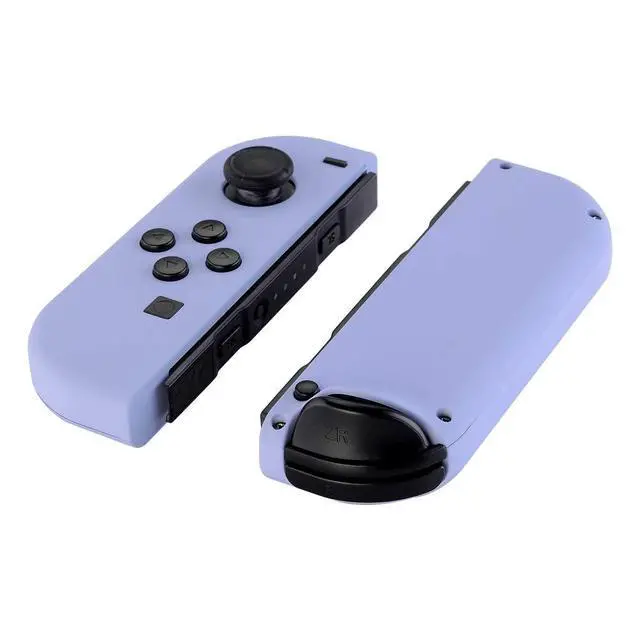 Alt view image 7 of 7 - Soft Touch Joycon Handheld Controller Housing with Full Set Black Buttons, Custom Replacment Shell Case with Light Violet Border Tempered Glass Screen Protector for Nintendo Switch Joy-Con @