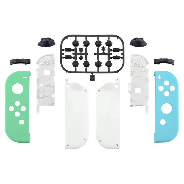 Alt view image 2 of 7 - Soft Touch Joycon Handheld Controller Housing with Full Set Black Buttons, Custom Replacment Shell Case with White Border Tempered Glass Screen Protector for Nintendo Switch Joy-Con @