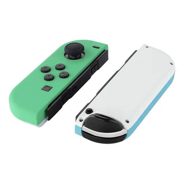 Alt view image 7 of 7 - Soft Touch Joycon Handheld Controller Housing with Full Set Black Buttons, Custom Replacment Shell Case with White Border Tempered Glass Screen Protector for Nintendo Switch Joy-Con @