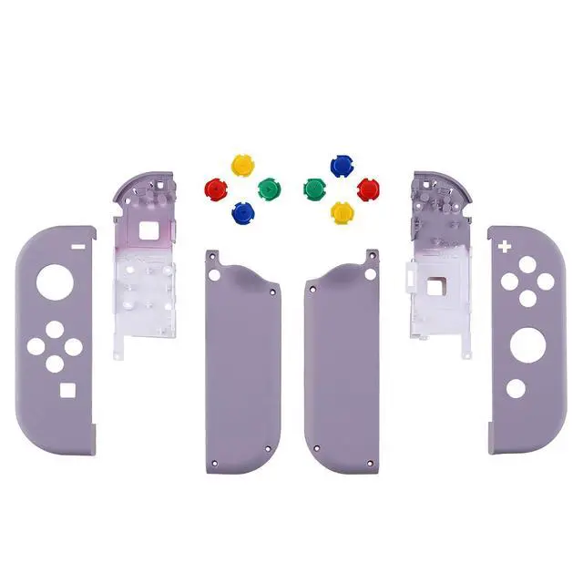 Alt view image 2 of 7 - DIY Replacement Shell Buttons for Nintendo Switch & Switch OLED, Dark Grayish Violet Soft Touch Housing with Corlorful Button for Joycon Handheld Controller - Console Shell NOT Included @