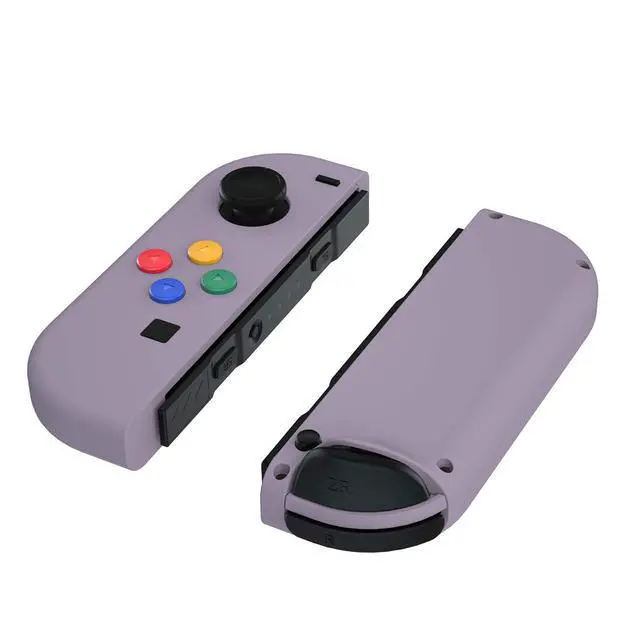 Alt view image 3 of 7 - DIY Replacement Shell Buttons for Nintendo Switch & Switch OLED, Dark Grayish Violet Soft Touch Housing with Corlorful Button for Joycon Handheld Controller - Console Shell NOT Included @