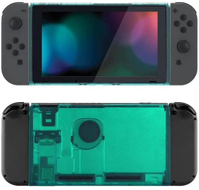 Main image of Clear Emerald Green Faceplate Backplate DIY Replacement Housing Shell Case for Nintendo Switch Console with Kickstand JoyCon Console NOT Included @