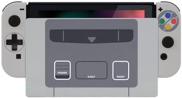 Main image of SFC SNES Classic EU Style Joycon Housing Shell (D-Pad Version) with Colorful Buttons for Nintendo Switch, Replacement Faceplate for Nintendo Switch Dock Joy-Con Dock NOT Included @