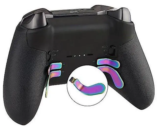 Alt view image 3 of 7 - 6 in 1 Magnetic Metal Stainless Steel D-pads + Replacement Back Paddles for Xbox One Elite Series 2 Controller, Elite Series 2 Core Controller - Metalic Rainbow Aura Blue & Purple @