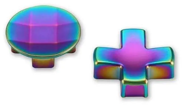 Alt view image 5 of 7 - 6 in 1 Magnetic Metal Stainless Steel D-pads + Replacement Back Paddles for Xbox One Elite Series 2 Controller, Elite Series 2 Core Controller - Metalic Rainbow Aura Blue & Purple @