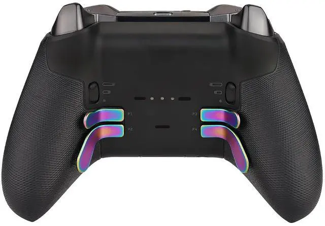 Alt view image 4 of 7 - 4 pcs Metalic Rainbow Aura Blue & Purple Stainless Steel Paddles, Replacement Interchangeable Hair Trigger Locks for Xbox One Elite, Xbox Elite Series 2 & Elite 2 Core Controller @