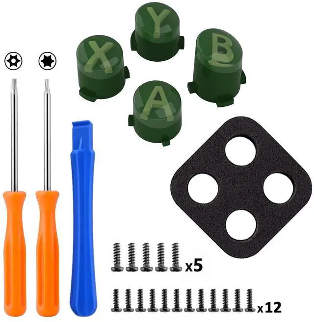 Alt view image 4 of 7 - Clear Green Faceplate Shell + Three-Tone ABXY Button for Xbox Elite 2 Core Controller @
