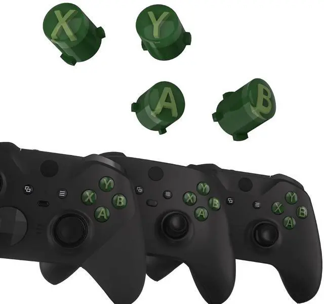 Alt view image 6 of 7 - Clear Green Faceplate Shell + Three-Tone ABXY Button for Xbox Elite 2 Core Controller @