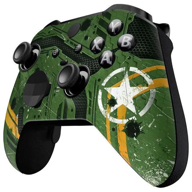 Alt view image 5 of 7 - Army Mecha Replacement Faceplate Cover for Xbox One Elite Controller Series 2 (Model 1797), Soft Touch Front Housing Shell Case & Accent Rings for Xbox Elite Series 2 Core Controller @