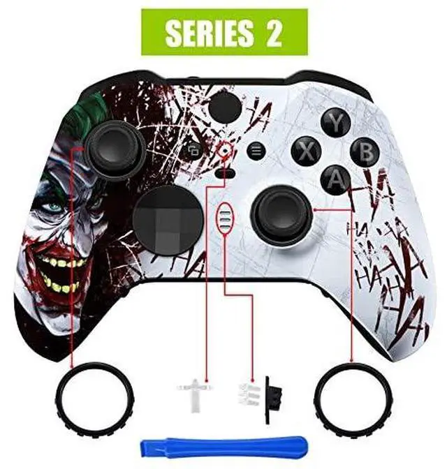 Alt view image 5 of 7 - Clown Hahaha Patterned Faceplate Shell + Three-Tone ABXY Button for Xbox Elite 2 Core Controller @