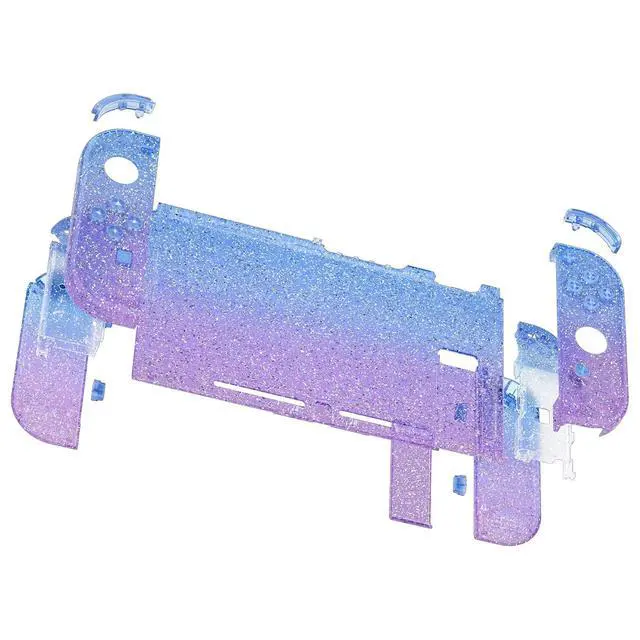 Alt view image 4 of 7 - DIY Replacement Shell Buttons for Nintendo Switch, Custom Back Plate for Switch Console, Housing with Colorful Buttons for Joycon Handheld - Glitter Gradient Translucent Bluebell @