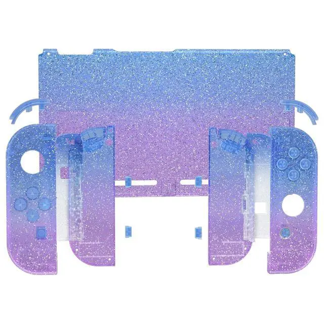Alt view image 3 of 7 - DIY Replacement Shell Buttons for Nintendo Switch, Custom Back Plate for Switch Console, Housing with Colorful Buttons for Joycon Handheld - Glitter Gradient Translucent Bluebell @