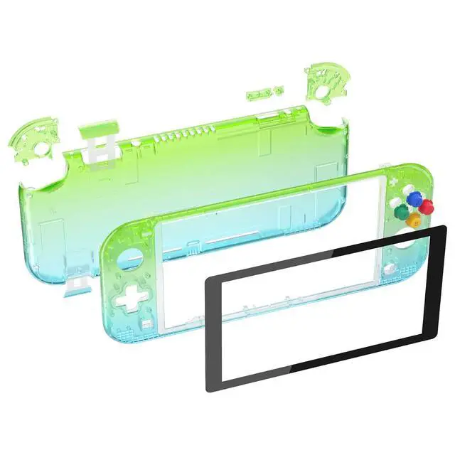 Alt view image 2 of 7 - Gradient Translucent Green Blue DIY Replacement Shell for Nintendo Switch Lite, NSL Handheld Controller Housing w/Screen Protector, Custom Case Cover for Nintendo Switch Lite @