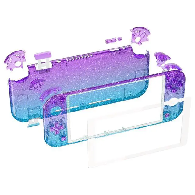 Alt view image 2 of 7 - Glitter Gradient Translucent Bluebell & Blue DIY Replacement Shell for Nintendo Switch Lite, NSL Handheld Controller Housing w/Screen Protector, Custom Case Cover for Nintendo Switch Lite @