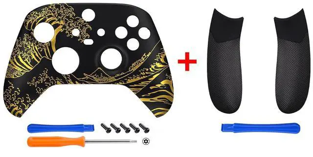Main image of Custom Shell + Rubberized Grips Replacement Back Panels for Xbox Series X/S Controller - Black @